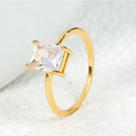 Anillo de Promesa de Titanio enchapado en oro 18K #5340