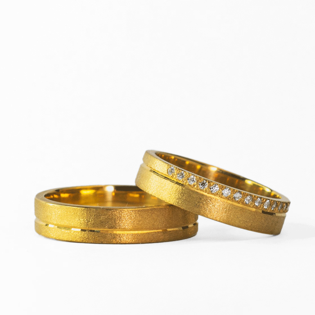 Anillos de Pareja de Plata Ley 950 enchapado en oro 18K #208
