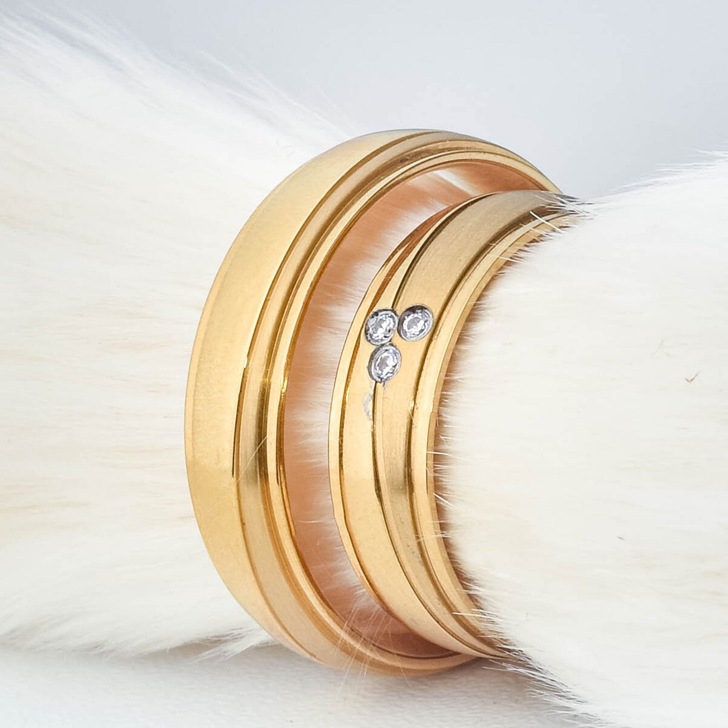 Anillos de Pareja de Titanio enchapado en oro 18K #4051
