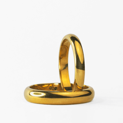 Anillos de Pareja de Plata Ley 950 enchapado en oro 18K #206