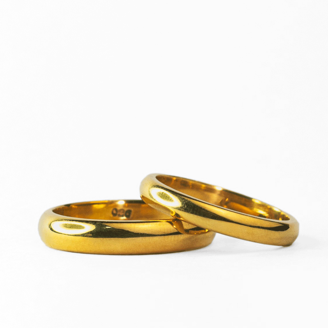 Anillos de Pareja de Plata Ley 950 enchapado en oro 18K #206