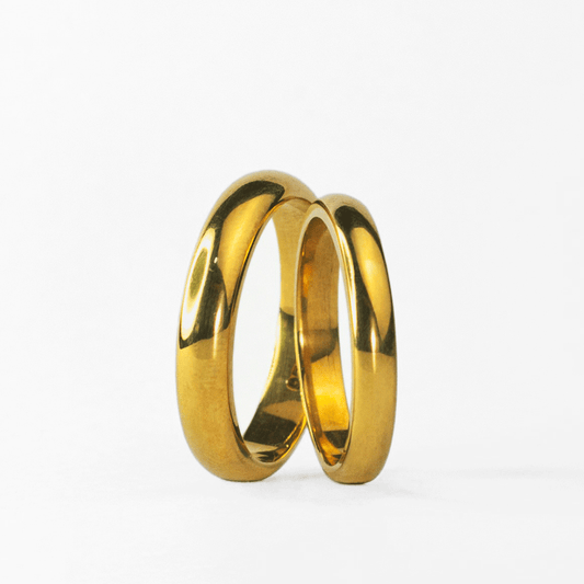 Anillos de Pareja de Plata Ley 950 enchapado en oro 18K #206