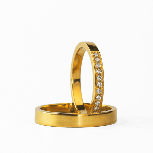 Anillos de Pareja de Plata Ley 950 enchapado en oro 18K #207