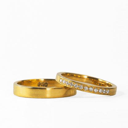 Anillos de Pareja de Plata Ley 950 enchapado en oro 18K #207