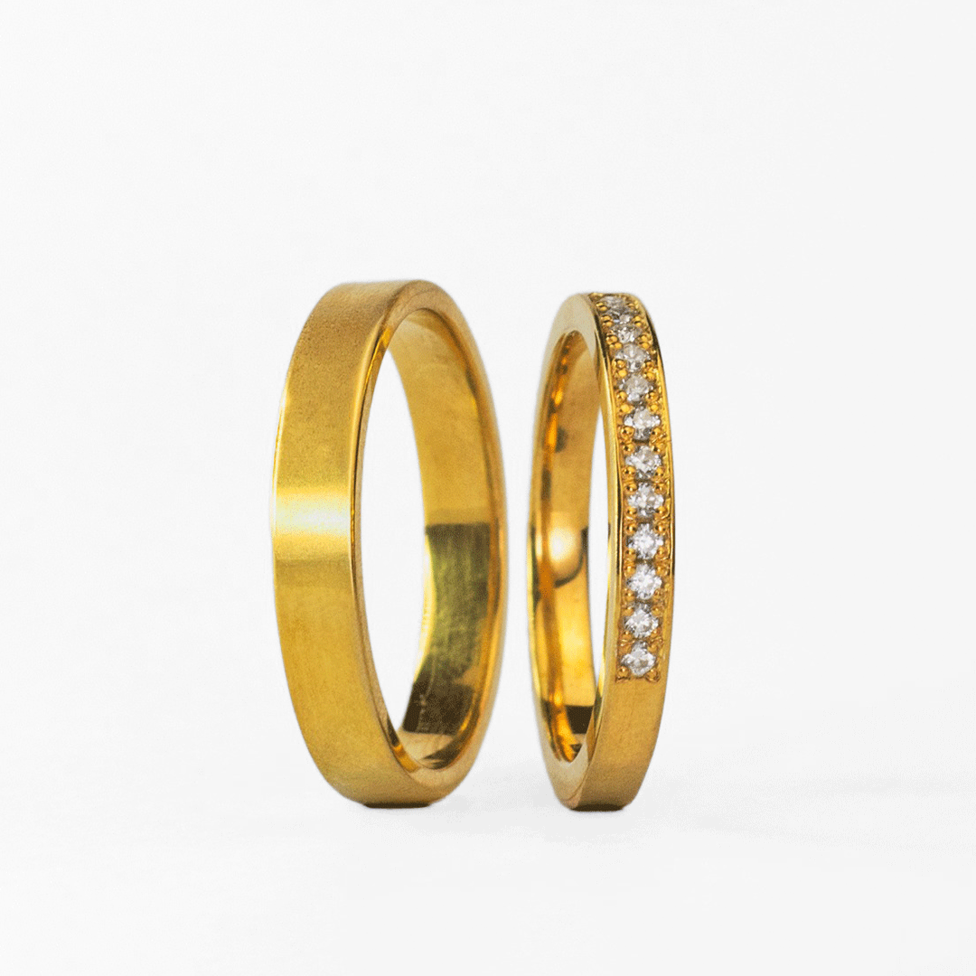 Anillos de Pareja de Plata Ley 950 enchapado en oro 18K #207
