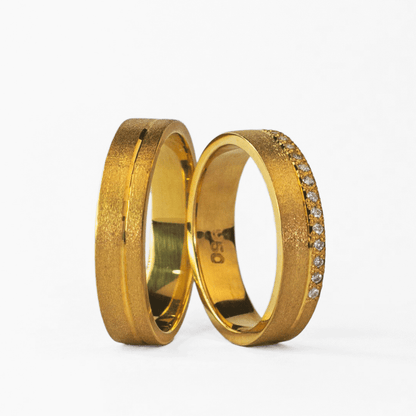 Anillos de Pareja de Plata Ley 950 enchapado en oro 18K #208