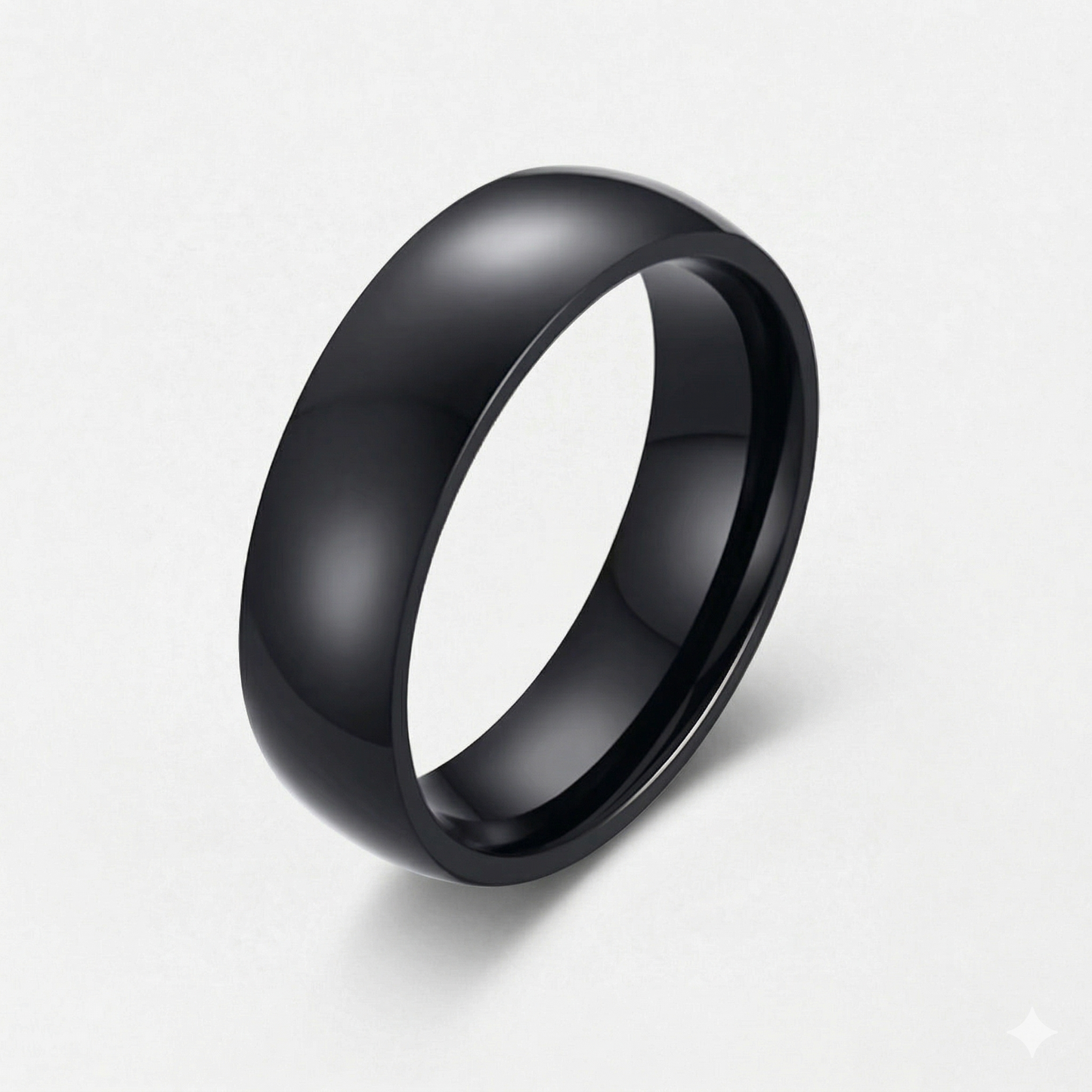 Anillo de banda ancha para hombre en color negro mate, fabricado en titanio de alta calidad, diseño minimalista y pulido, código 7060.