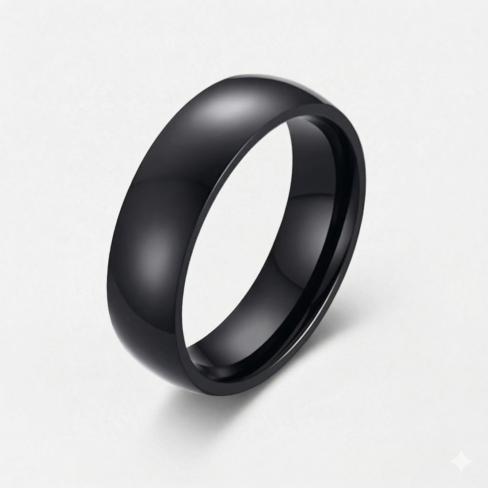 Anillo de banda ancha para hombre en color negro mate, fabricado en titanio de alta calidad, diseño minimalista y pulido, código 7060.